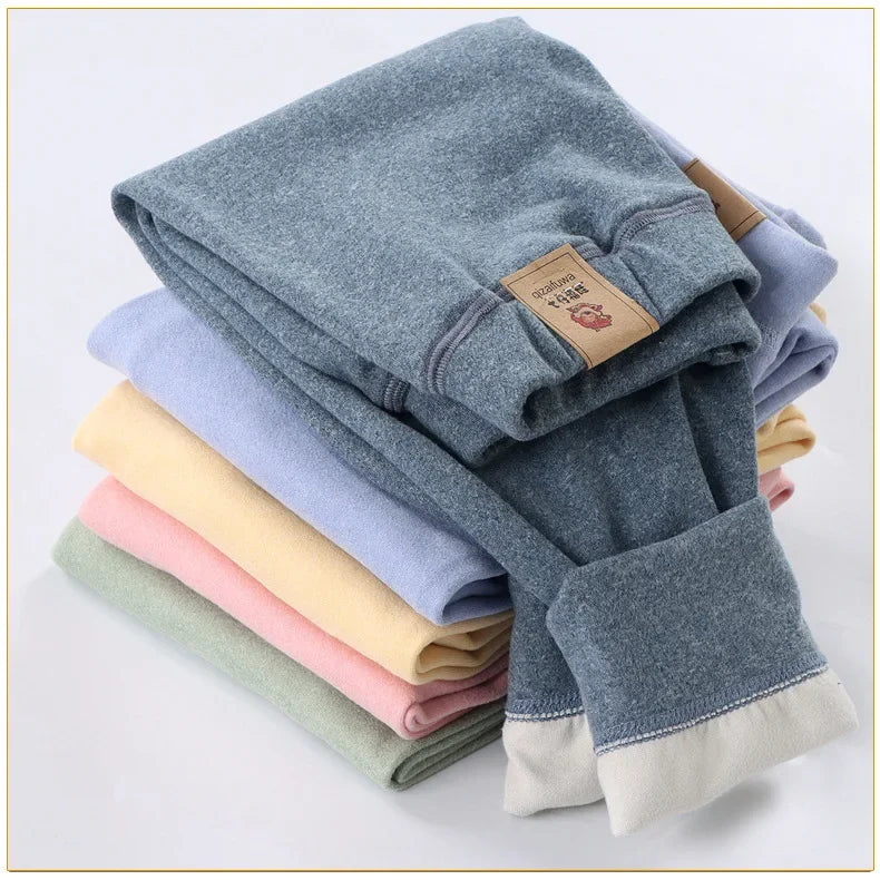 Big Size Children's Fleece Warm Render Pants For Boys Girls Winter Velvet Leggings Kids Baby Base Pants Thickened Long Johns - TiniLoom