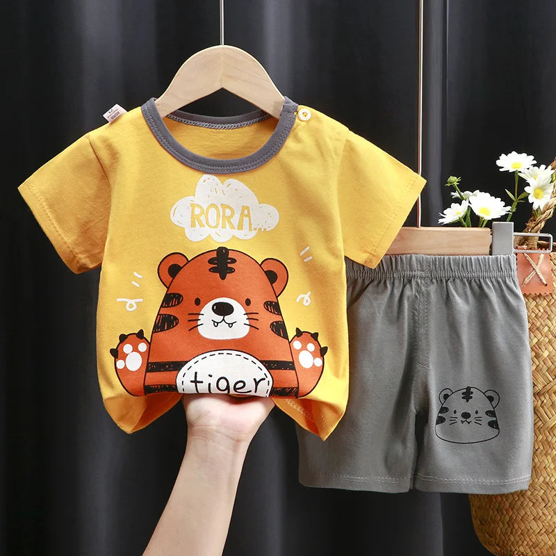Kids Sets Children Clothes Boys Girl T-shirt Shorts 2PCS Summer Cotton Short sleeve Baby Children Clothing Suit Cotton Comfort - TiniLoom