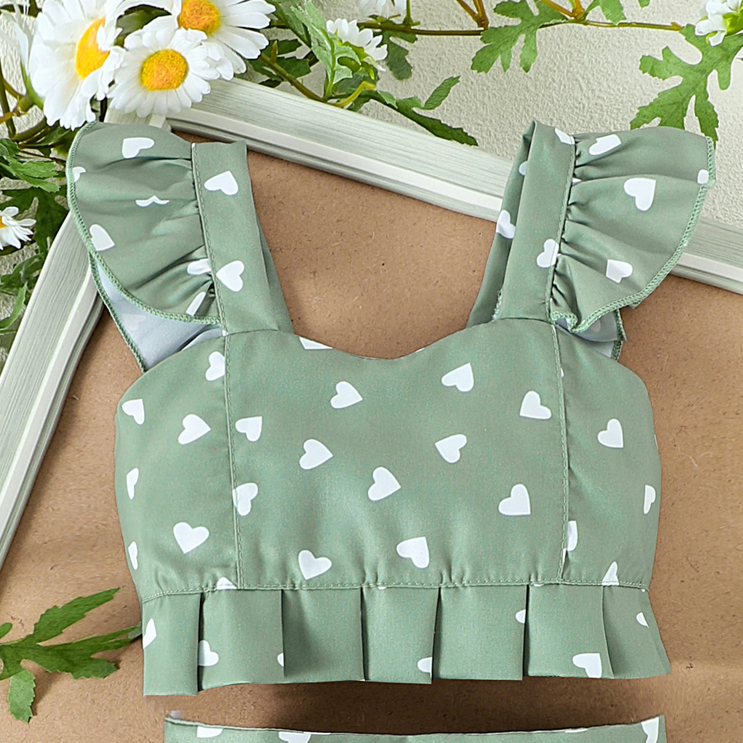 2PCS Summer New Style Girls 1-4 Years Old Comfortable Sweet Cherry Love Pattern Top + Short Skirt Set - TiniLoom