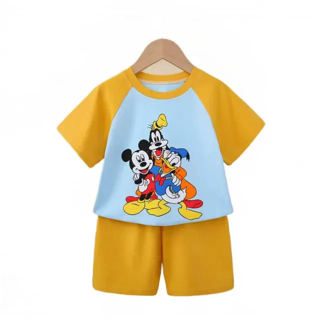 Summer cartoon T-shirt Shorts Children's boys Set Cotton Tees Pants Leisure Boys And Girls Babies Clothes Casual 2pcs - TiniLoom