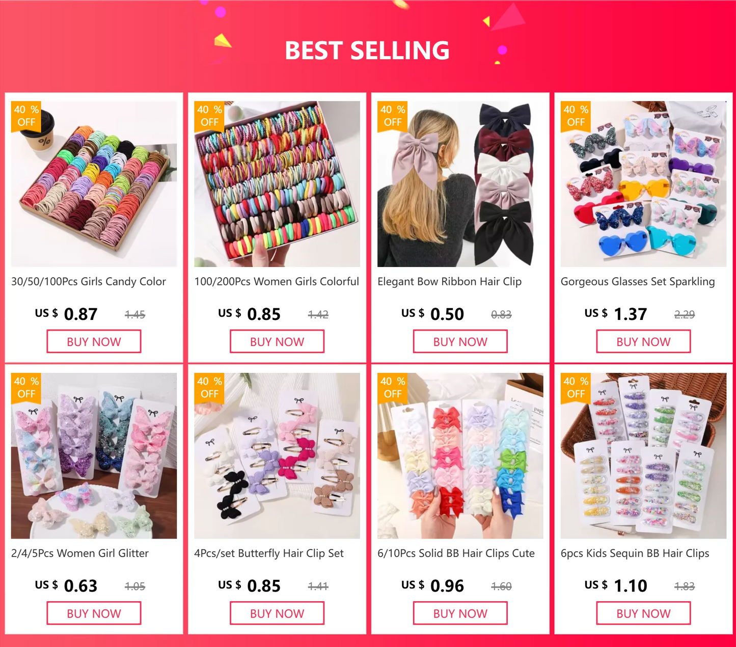 50Pcs/bag Colorful Basic Nylon Ealstic Hair Ties for Girls Ponytail Hold Scrunchie Rubber Band Kid Fashion Hair Accessories - TiniLoom