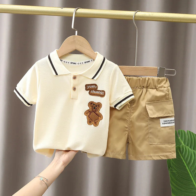 Baby Boy Clothes Set T-shirt+Shorts Kids Boy Summer Clothing Set Cute Cartoon Baby Boy Outfit Set Infant Toddler Tee Shirt Pants - TiniLoom