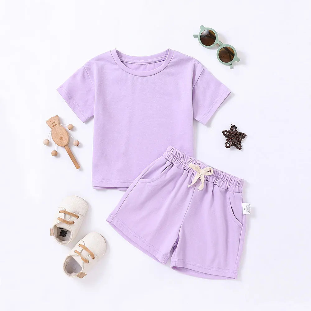 Summer 2pcs Kids Clothes Sets Children Sports Style Tracksuits T-shirts and Shorts Boy and Girl Outfits Suits - TiniLoom