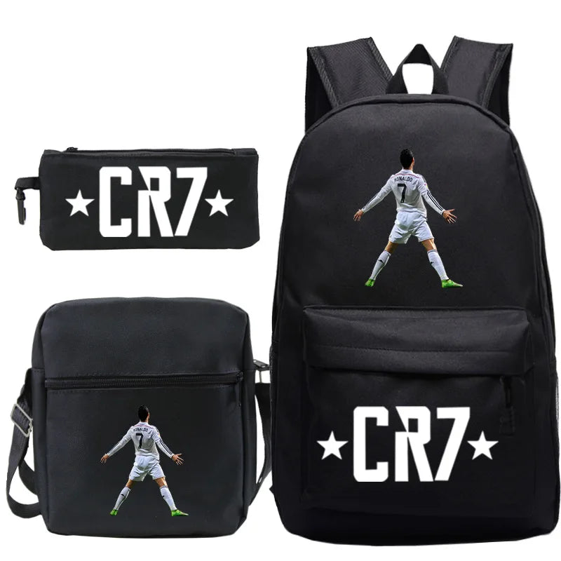 New 3pcs CR7 Backpacks Simple Style Lightweight Boys Girls School Bags Capacity Teens Laptop Backpack Women Men Travel Mochilas - TiniLoom
