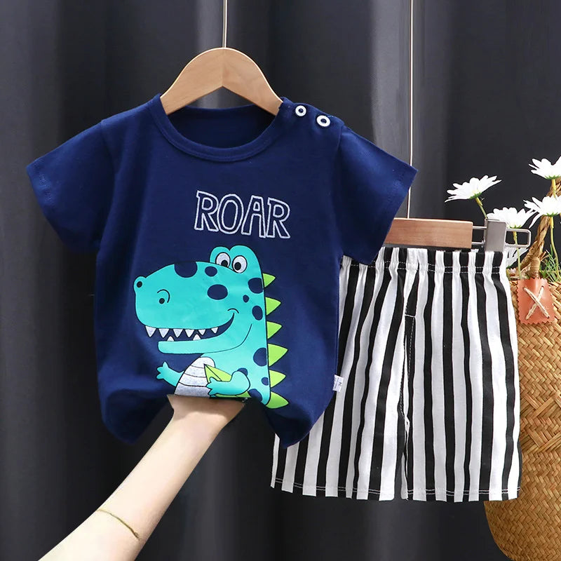 Kids Sets Children Clothes Boys Girl T-shirt Shorts 2PCS Summer Cotton Short sleeve Baby Children Clothing Suit Cotton Comfort - TiniLoom