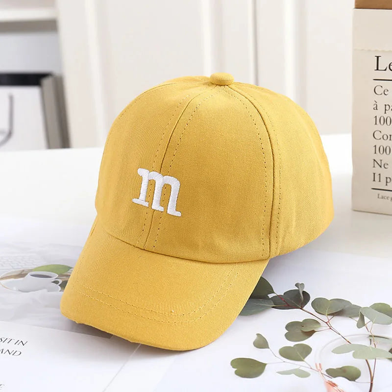 Solid Color Letter Baby Baseball Cap Simple Embroidered Peaked Hat for Toddler Boy Girl Summer Adjustable Kids Sun Hats - TiniLoom