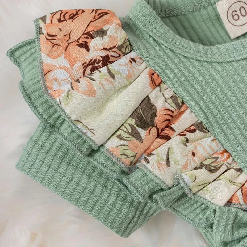 Summer Baby Girl Dress With Bowknot Striped Jumpsuit Cotton Dress For Newborn Floral Clothes Baby Crawling Clothes - TiniLoom