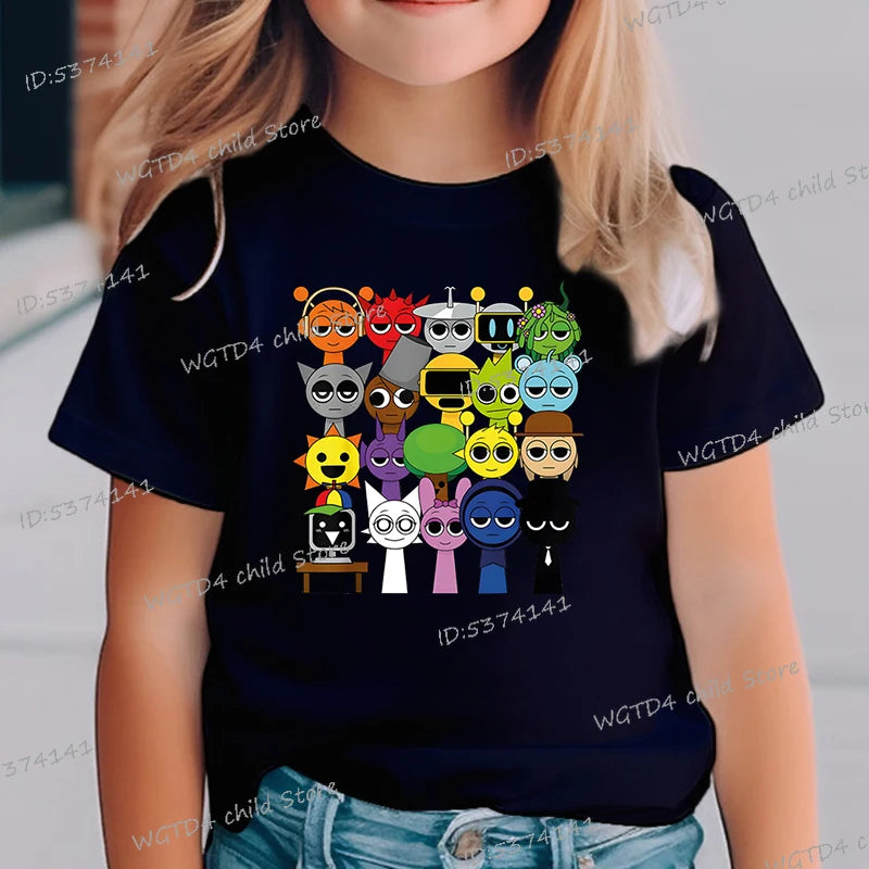 Funny Anime Sprunki Incredibox Game Children T-shirts Cartoon Sprunki Short Sleeve Tops Tees Funny Sprunki Boys Girls Tshirt - TiniLoom