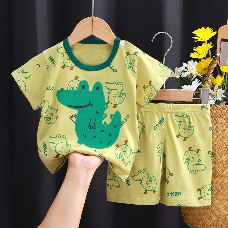 Kids Sets Children Clothes Boys Girl T-shirt Shorts 2PCS Summer Cotton Short sleeve Baby Children Clothing Suit Cotton Comfort - TiniLoom