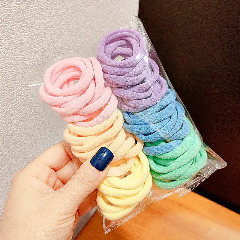 50PCS/Set New Women Girls Candy Colors Nylon Basic Scrunchie Hair Tie Ponytail Hold Hair Rubber Bands Fashion Hair Accessories - TiniLoom
