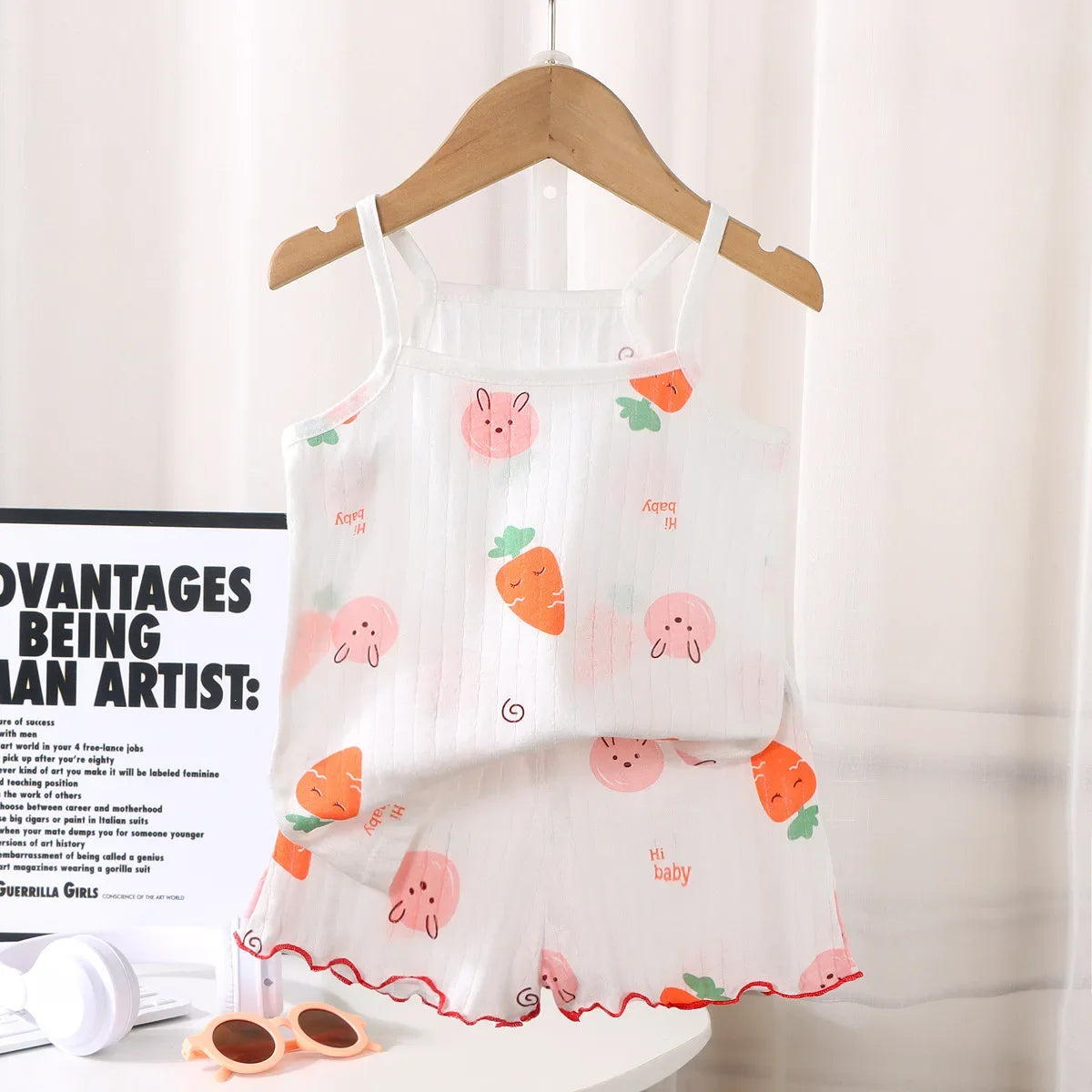 2024 New Kids Tops+shorts Set Summer Thin Baby Cotton Vest Sleeveless Loungewear Set for Girls Suit - TiniLoom