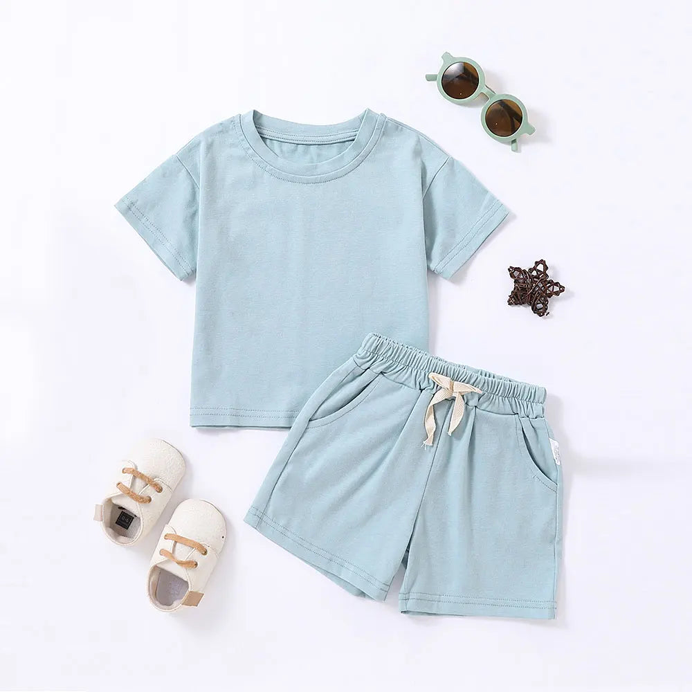 Summer 2pcs Kids Clothes Sets Children Sports Style Tracksuits T-shirts and Shorts Boy and Girl Outfits Suits - TiniLoom