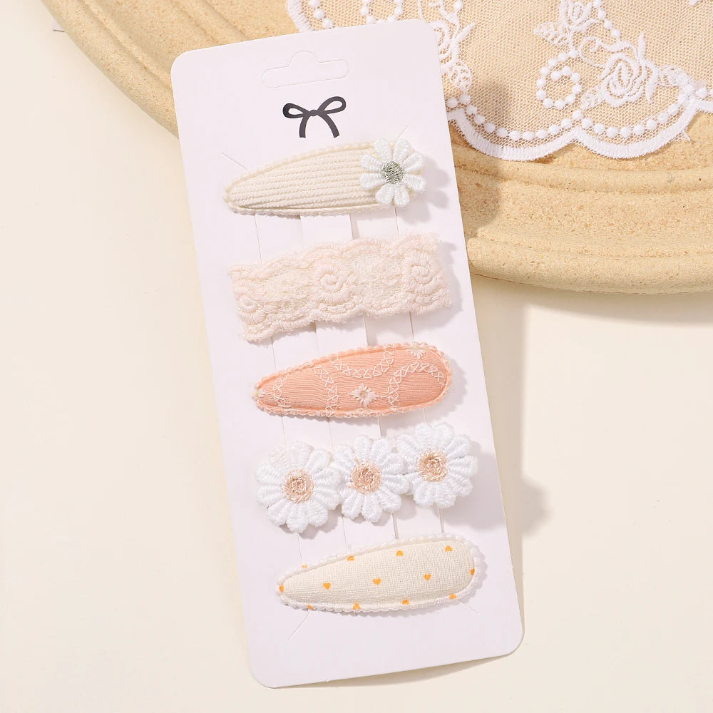 5Pcs/Set Mini Baby Girl Hair Clip Cute Floral Bow Bunny Princess Hairpin for Toddler Girl Lovely Bang Side Clip Hair Accessories - TiniLoom