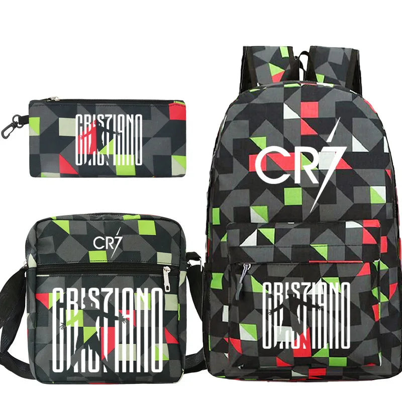 New 3pcs CR7 Backpacks Simple Style Lightweight Boys Girls School Bags Capacity Teens Laptop Backpack Women Men Travel Mochilas - TiniLoom