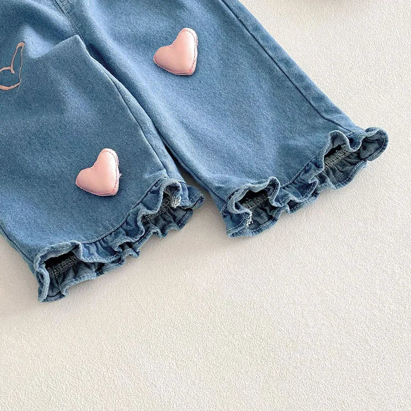 MILANCEL New Spring Kids Jeans 0-5T Baby Cute Three Dimensional Love Trousers Children Girls Thin Style Denim Blue Pants - TiniLoom