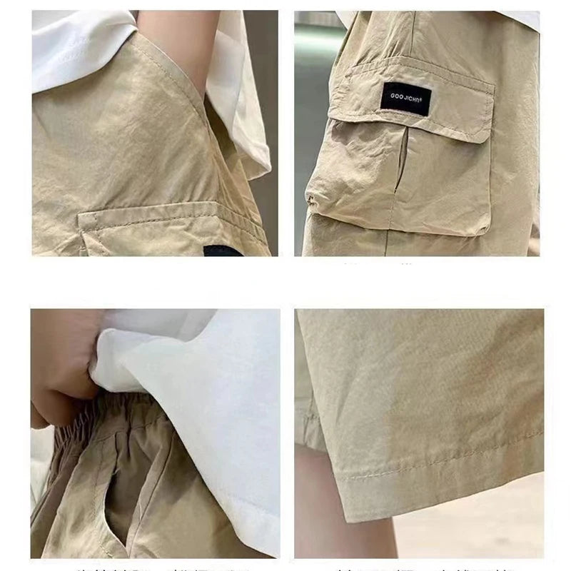 New Summer Teenage Short Boys Pants 3-14 Years Old Big Pocket Trousers For Kids Children Birthday Present - TiniLoom