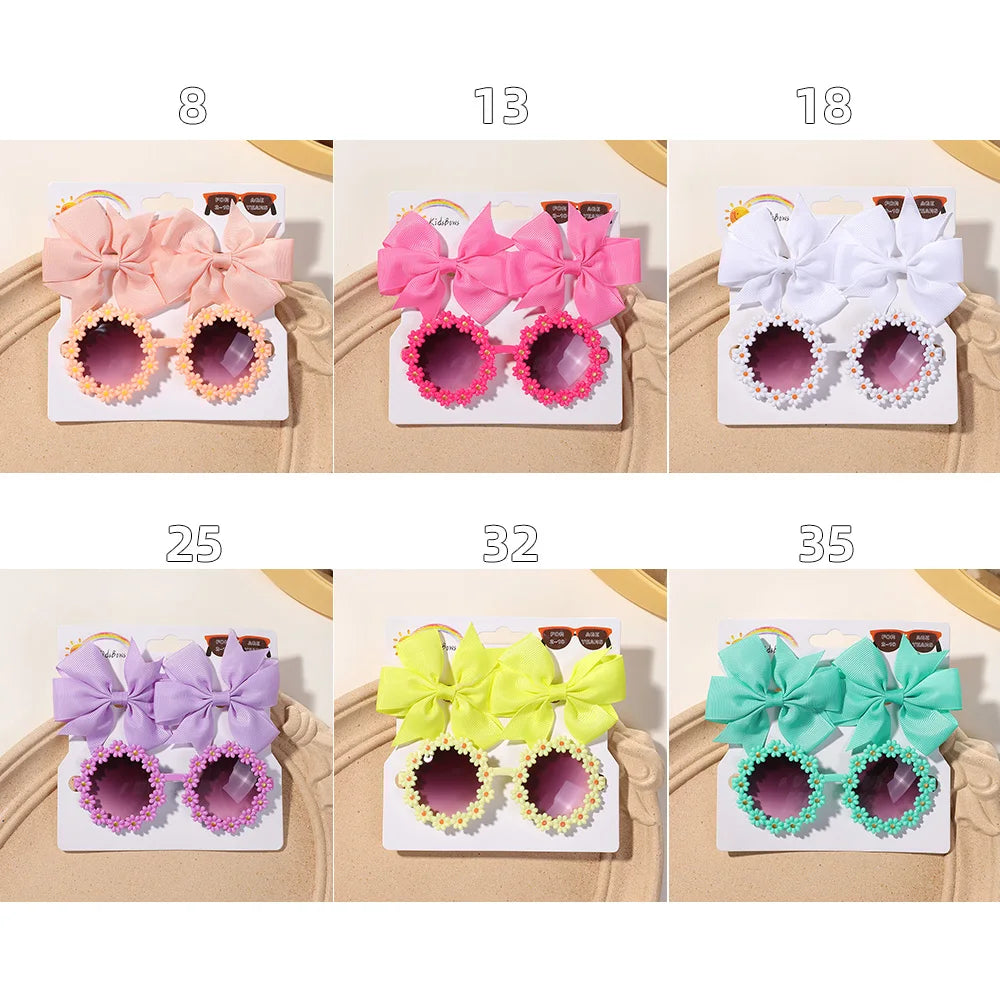 BABY BOWS Butterfly Hairclip Set for Kids Lovely Glasses Accessories Fashion Party Girls Dress Hairpins Headband Gift Set