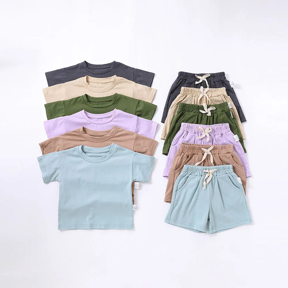 Summer 2pcs Kids Clothes Sets Children Sports Style Tracksuits T-shirts and Shorts Boy and Girl Outfits Suits - TiniLoom