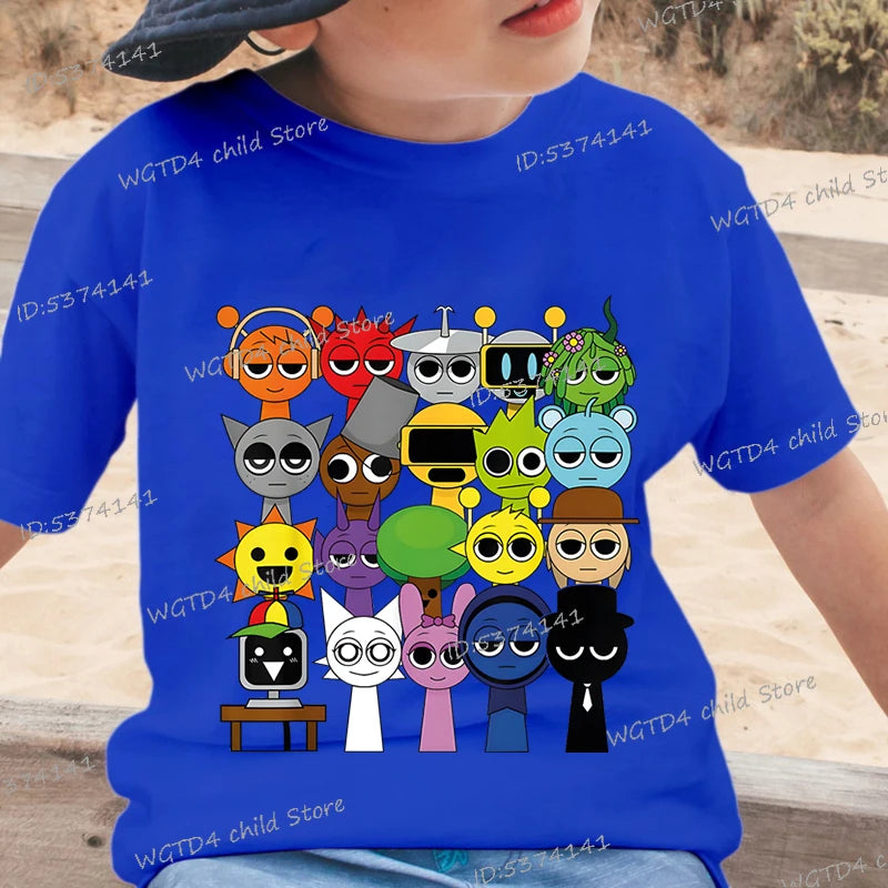Funny Anime Sprunki Incredibox Game Children T-shirts Cartoon Sprunki Short Sleeve Tops Tees Funny Sprunki Boys Girls Tshirt - TiniLoom