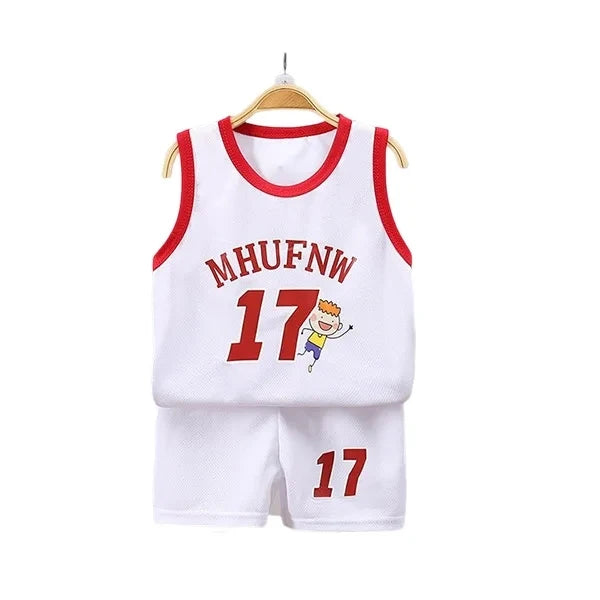 Children's Sets Summer Children Sleeveless T-shirt Shorts Set Quick-drying Outdoor Tank Top Shorts Sets Boys Sport Basketball Tr - TiniLoom