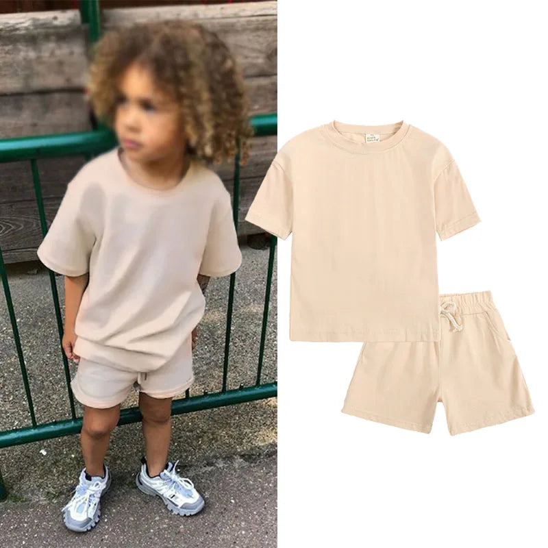 Summer 2pcs Kids Clothes Sets Children Sports Style Tracksuits T-shirts and Shorts Boy and Girl Outfits Suits - TiniLoom