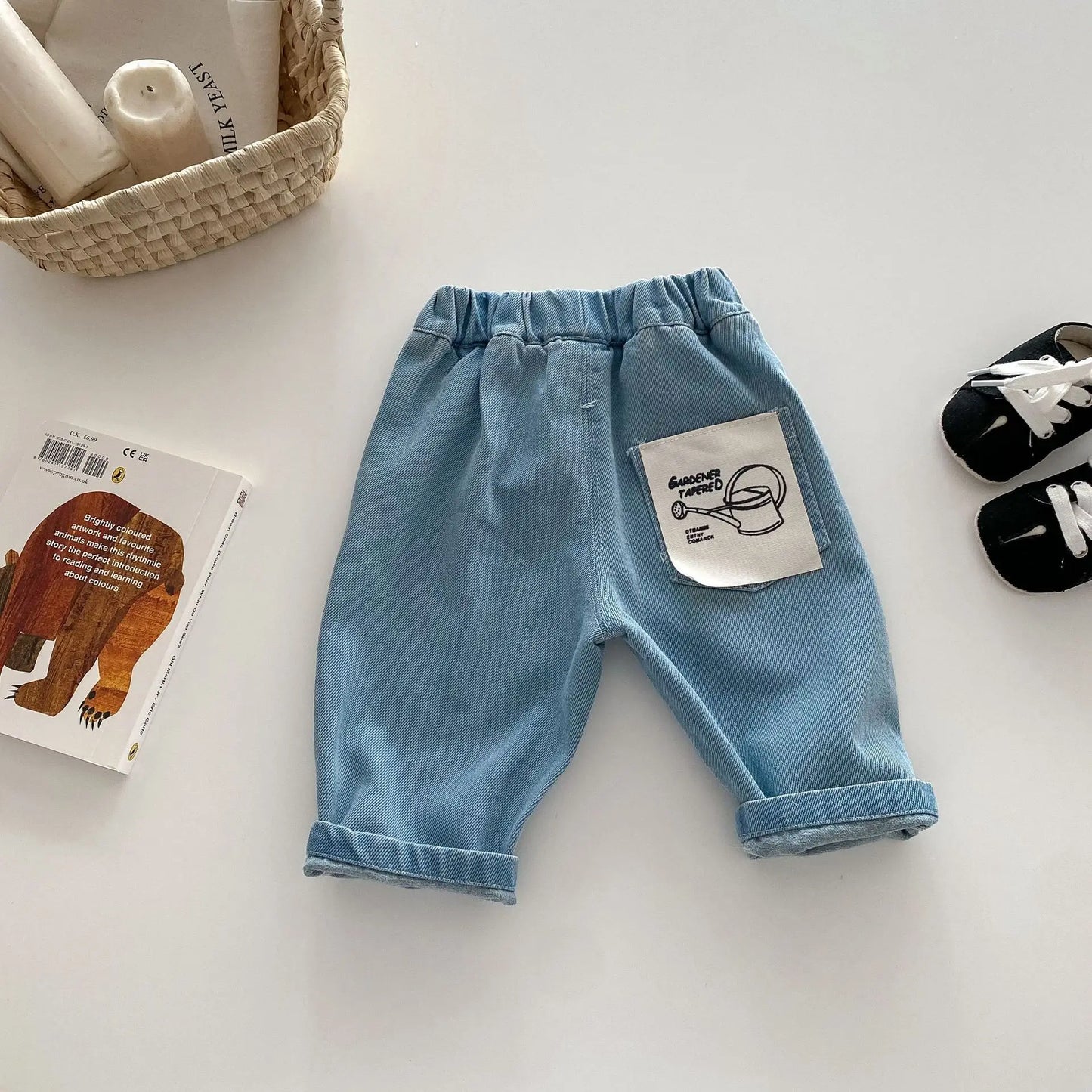 MILANCEL 1-5Y Children Jeans Boys Denim Pants Mid Waist Girls Trousers Fashion Kids Plaid Pants - TiniLoom