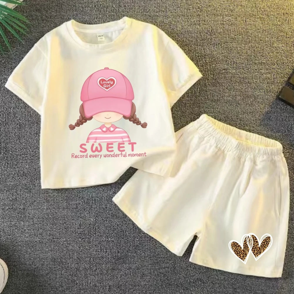 Summer Baby Clothes Set Kid Girls Cartoon Printed Short Sleeve T-Shirts Top And Shorts Bottom 2 Pieces Suit Children Tracksuits - TiniLoom