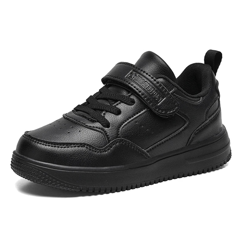 Children Sneaker Boys Casual Shoes Black Leather Flat Student Walking Shoes Non-slip Girl Lightweight Sports Tennis Footwear - TiniLoom