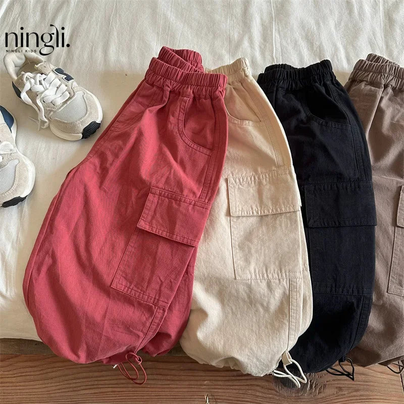 Kids Pants Girdle Overalls Baby Wide Leg Pants Girls Pants Teenage Girls Clothing Cargo Winter Clothes for Boys - TiniLoom