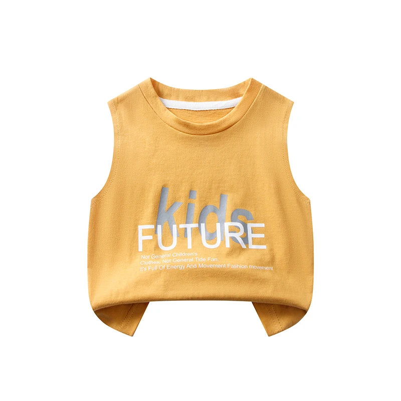 Children's Summer T-shirts Boys Girls Vests Sleeveless Cartoon Tee Tops 100% Cotton Comfortable Kids T-shirt Clothes Fashion New - TiniLoom