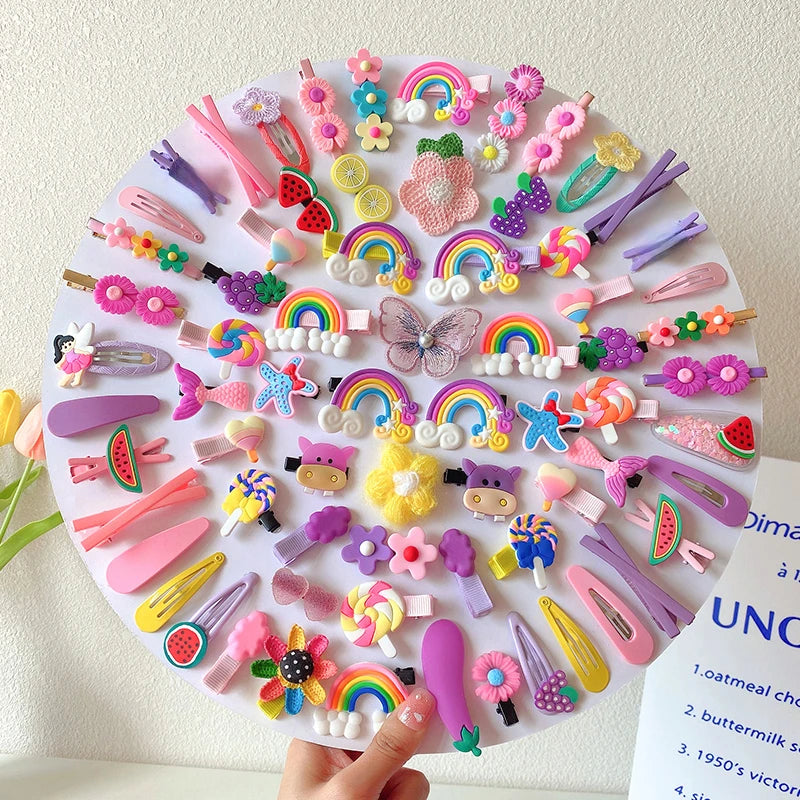 14Pcs Cartoon Baby Hair Clip Set Flower Fruit Baby Girl Barrettes Bangs Hairpins Kids Hair Accessories - TiniLoom