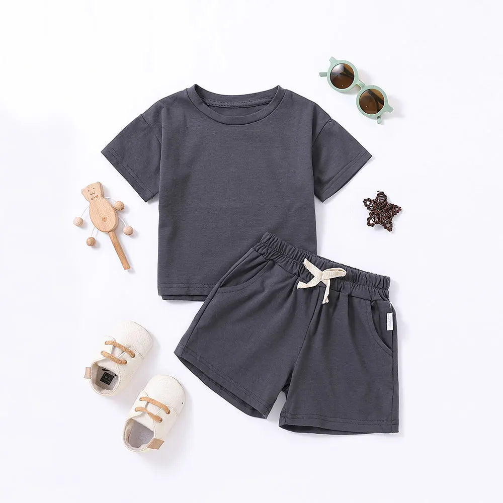 Summer 2pcs Kids Clothes Sets Children Sports Style Tracksuits T-shirts and Shorts Boy and Girl Outfits Suits - TiniLoom
