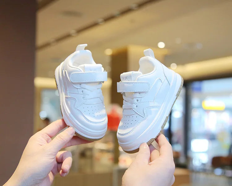 Children's White Shoes Spring and Autumn Kid's Sports Shoes Anti slip Lightweight Boys Board Shoes Soft Sole Baby Casual Shoes - TiniLoom