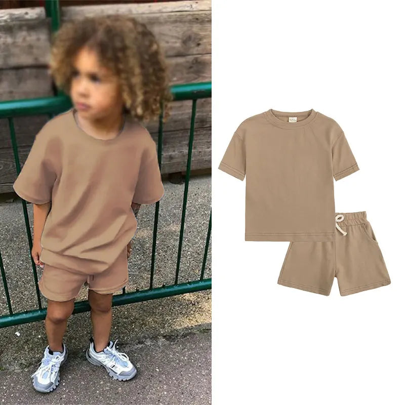 Summer 2pcs Kids Clothes Sets Children Sports Style Tracksuits T-shirts and Shorts Boy and Girl Outfits Suits - TiniLoom