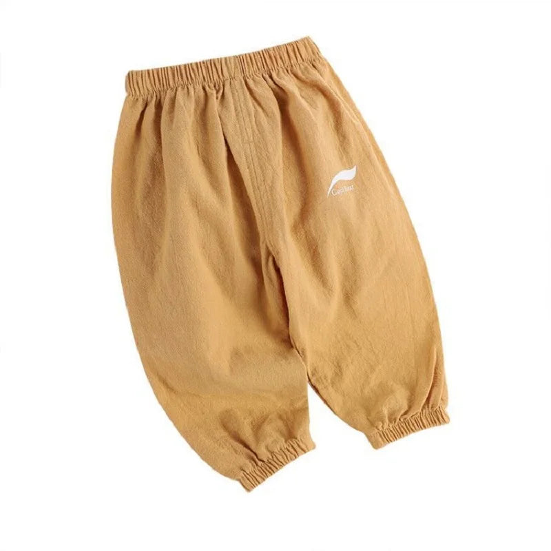 1 2 3 4 5 Years New Children's Anit-mosquito Pants Summer Baby Air Conditioning Bloomers Boys and Girls Cotton and Linen Pants - TiniLoom