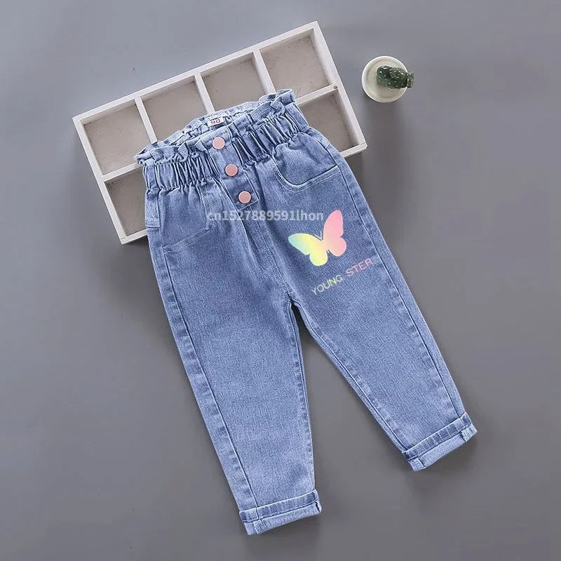 Kids Baby Girls Casual Clothes Jeans Pink Bow Trousers Toddler Infant Denim Clothing Pants Children Bottoms 1 2 3 4 5 6 Years - TiniLoom