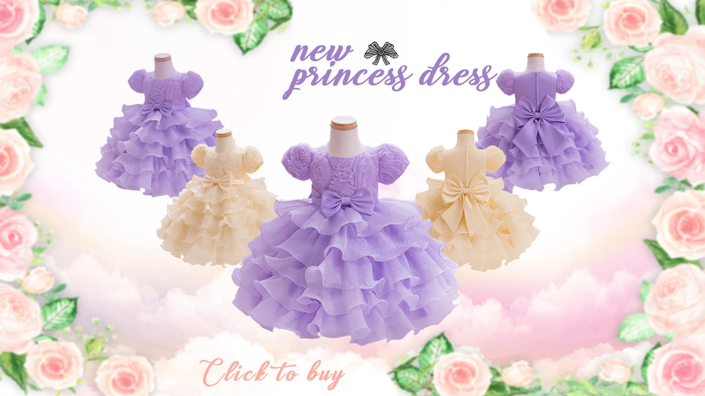 Girls princess dress 1-5 Y baby Girls wedding sleeveless three-dimensional butterfly mesh carnival birthday party evening dress - TiniLoom