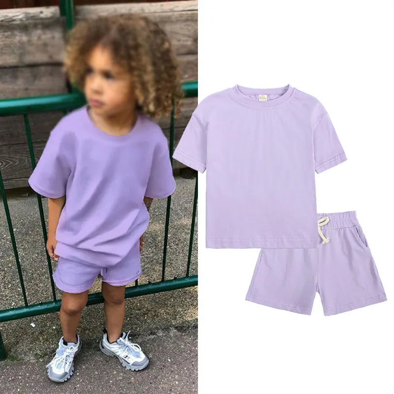 Summer 2pcs Kids Clothes Sets Children Sports Style Tracksuits T-shirts and Shorts Boy and Girl Outfits Suits - TiniLoom