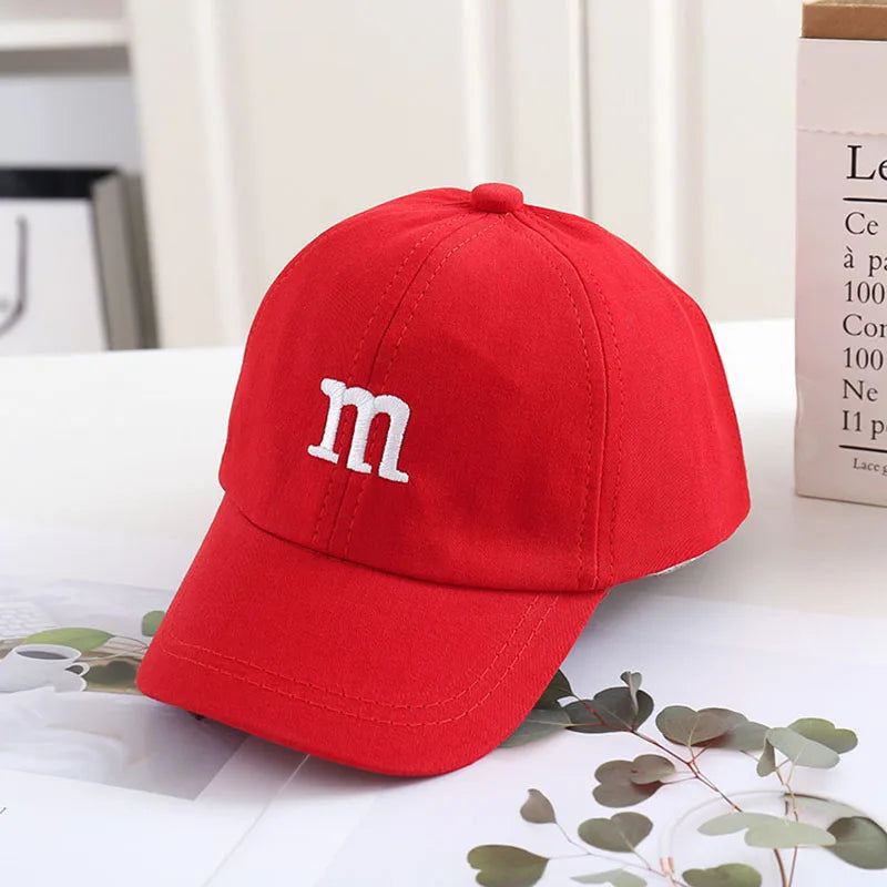 Solid Color Letter Baby Baseball Cap Simple Embroidered Peaked Hat for Toddler Boy Girl Summer Adjustable Kids Sun Hats - TiniLoom