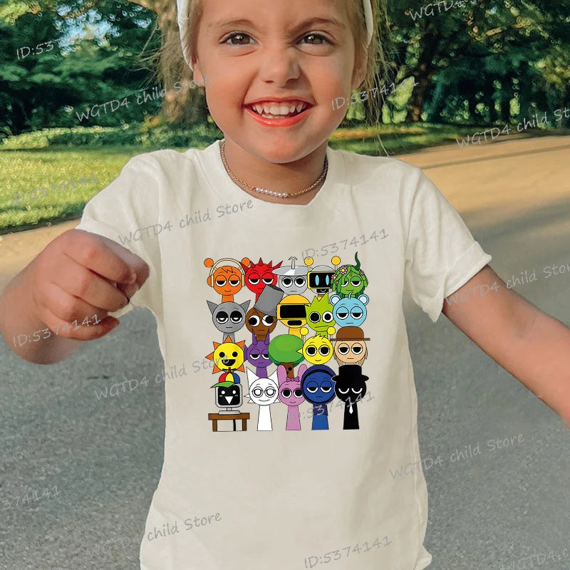 Funny Anime Sprunki Incredibox Game Children T-shirts Cartoon Sprunki Short Sleeve Tops Tees Funny Sprunki Boys Girls Tshirt - TiniLoom