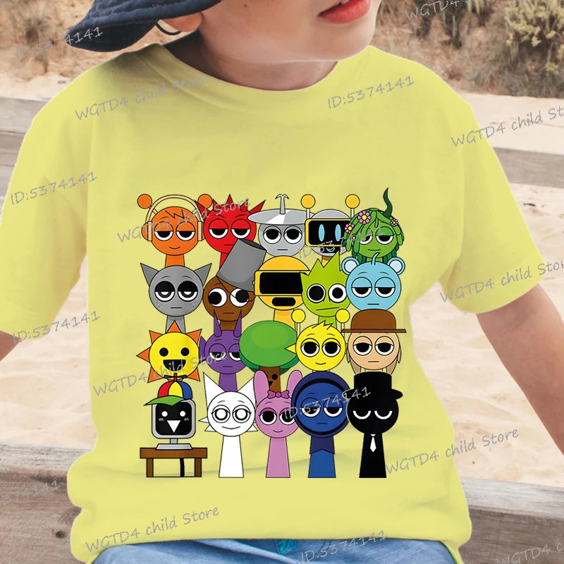 Funny Anime Sprunki Incredibox Game Children T-shirts Cartoon Sprunki Short Sleeve Tops Tees Funny Sprunki Boys Girls Tshirt - TiniLoom