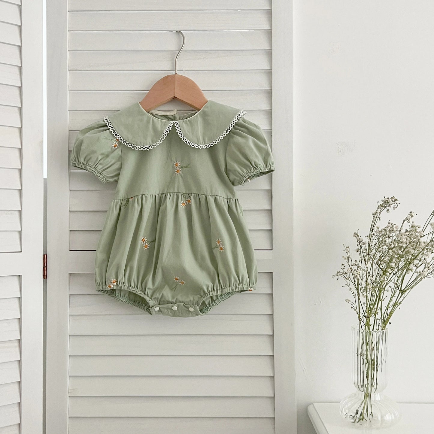 Infant Baby Girls Lace Collar Dress Rompers Sisters Clothes Kids Girls Embroider Flower Princess Dress Family Clothes Rompers