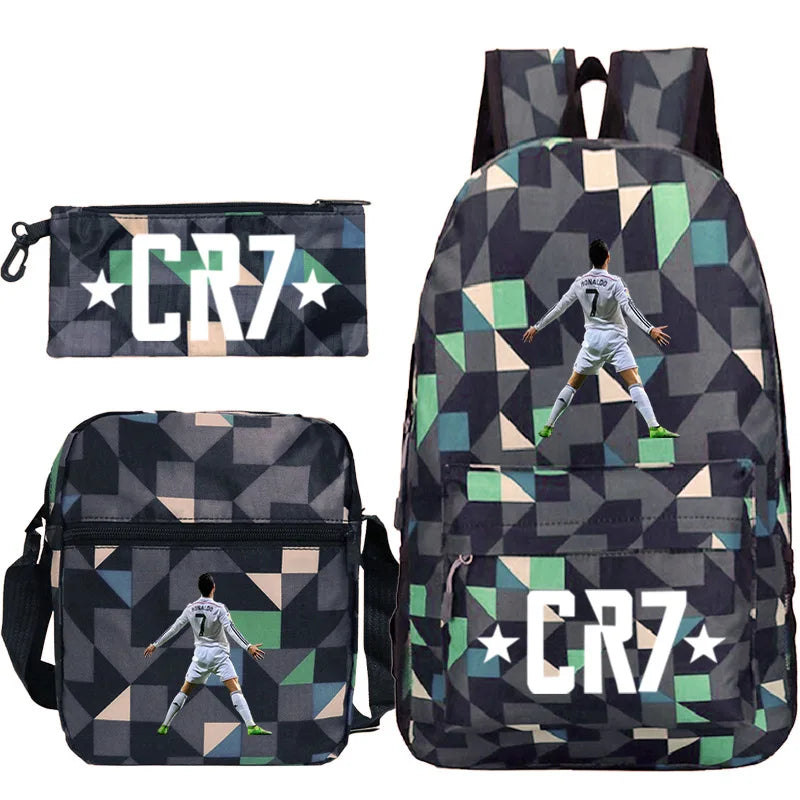 New 3pcs CR7 Backpacks Simple Style Lightweight Boys Girls School Bags Capacity Teens Laptop Backpack Women Men Travel Mochilas - TiniLoom