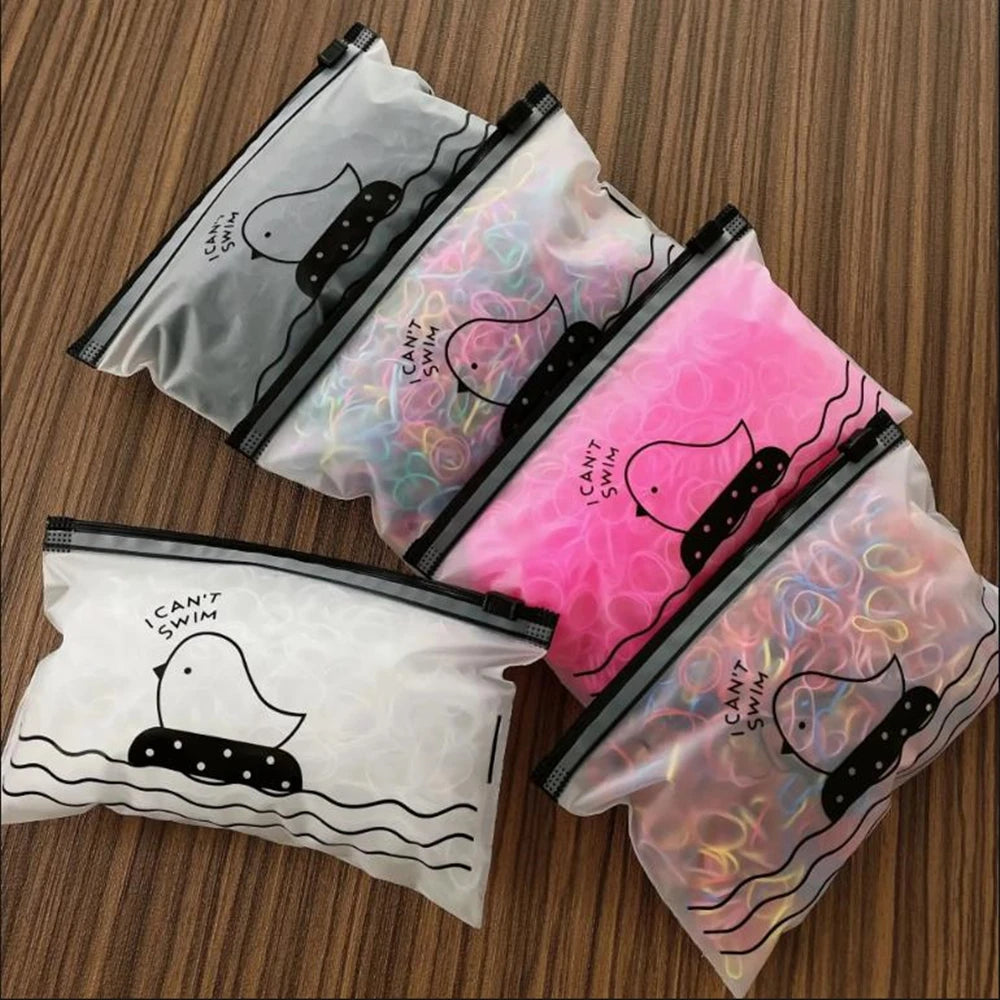 500/1000/2000pcs Girls Colourful Disposable Rubber Band Hair Ties Headband Children Ponytail Holder Bands Kids Hair Accessories - TiniLoom
