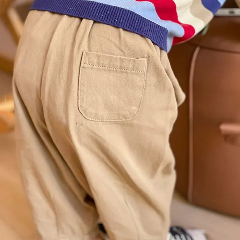 Solid Boy Kids Fashion Trousers Toddler Clothes Summer Spring Baby Pocket Ankle Length Loose Girl Children Casual Pants - TiniLoom