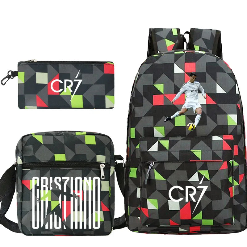 New 3pcs CR7 Backpacks Simple Style Lightweight Boys Girls School Bags Capacity Teens Laptop Backpack Women Men Travel Mochilas - TiniLoom