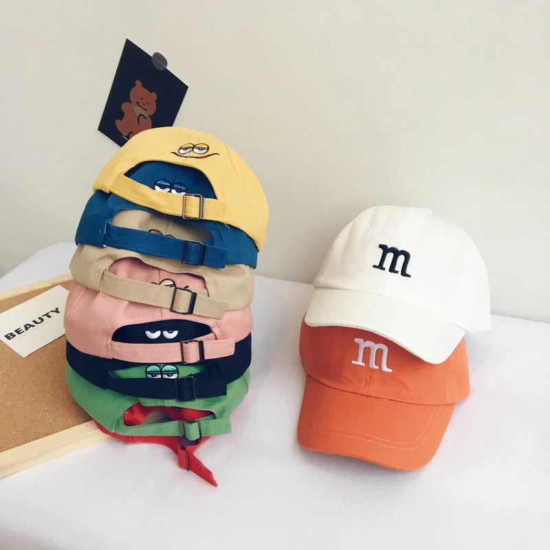 Solid Color Letter Baby Baseball Cap Simple Embroidered Peaked Hat for Toddler Boy Girl Summer Adjustable Kids Sun Hats - TiniLoom