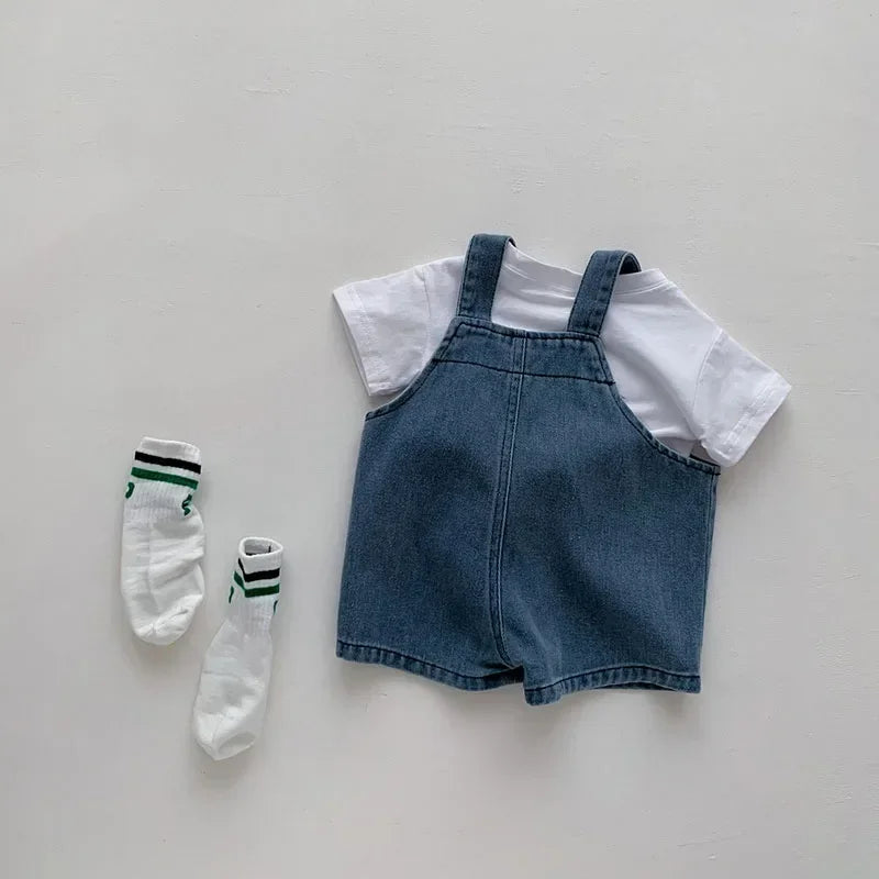 2024 Summer Baby Clothing Set Toddler Girls Clothes Suit Infant Tee and Denim Overall Boys Outfit