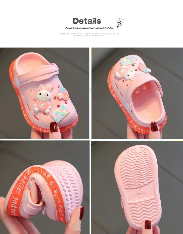 kids baby Girls Summer Sandals: Soft Sole Toddler children Indoor Slippers Cartoon Boys Breathable Hollow Shoes - TiniLoom