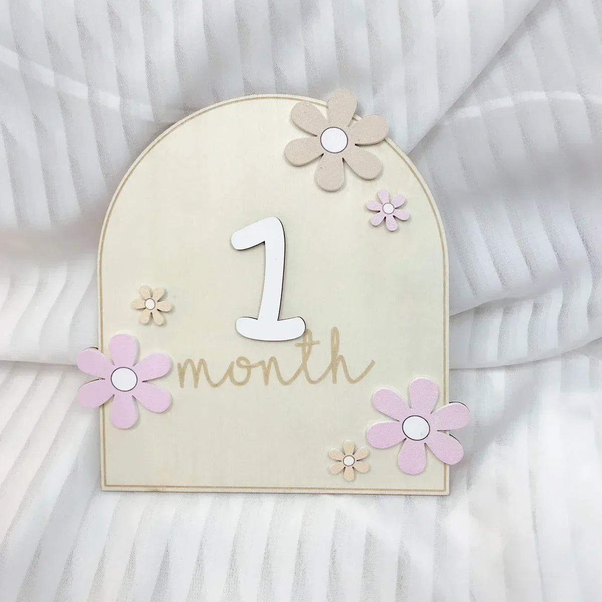 Wooden Baby Monthly Milestone Cards Flowers Double Sides Number Month Girls Boys Newborn Photography Props Accessories